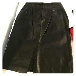 Black leather skirt.